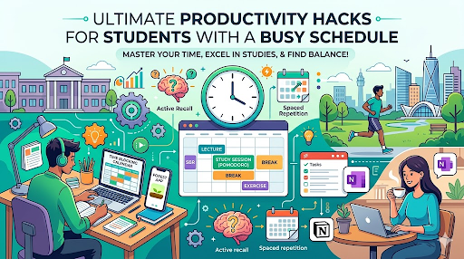 Featured image for the article: The Ultimate Guide to Productivity Hacks for Students with a Busy Schedule