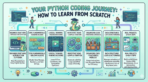 Featured image for the article: The Ultimate Guide on How to Learn Python From Scratch: A Fun Step by Step Journey