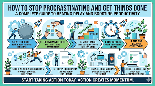 Featured image for the article: How To Stop Procrastinating And Get Things Done A Complete Guide